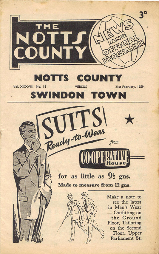 <b>Saturday, February 21, 1959</b><br />vs. Notts County (Away)